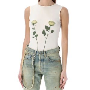 Maison Margiela Floral Printed Sleeveless Bodysuit